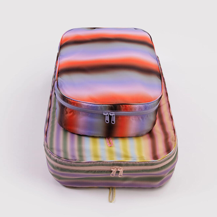 美國 BAGGU 3D方方收納包組 漸層條紋 (L)