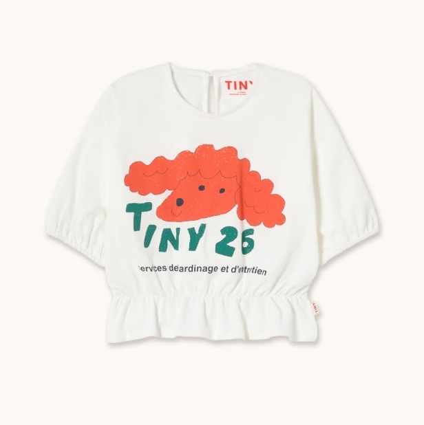 （預購）TINYCOTTONS 大頭貴賓狗縮腰短袖T恤 RED DOG GRAPHIC TOP - off-white