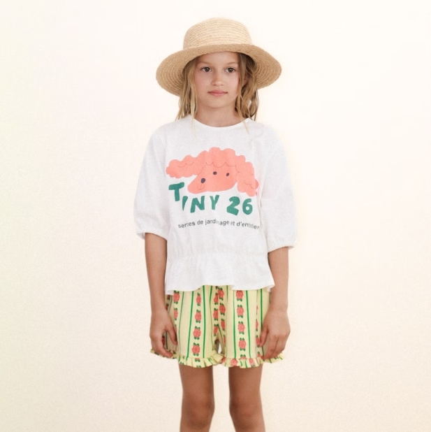 （預購）TINYCOTTONS 大頭貴賓狗縮腰短袖T恤 RED DOG GRAPHIC TOP - off-white