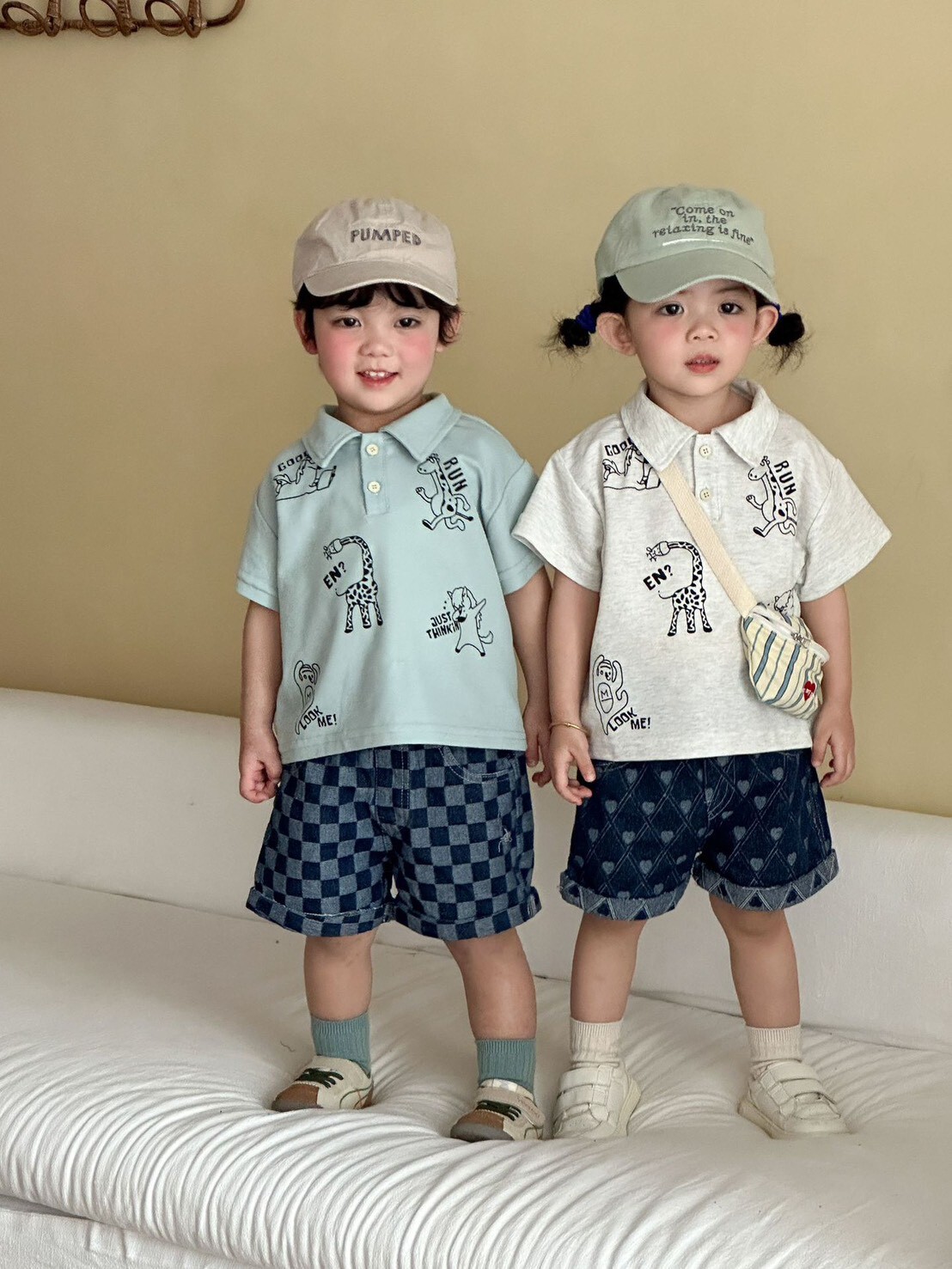 不單調造型褲 ᝰ 格子/愛心牛仔褲