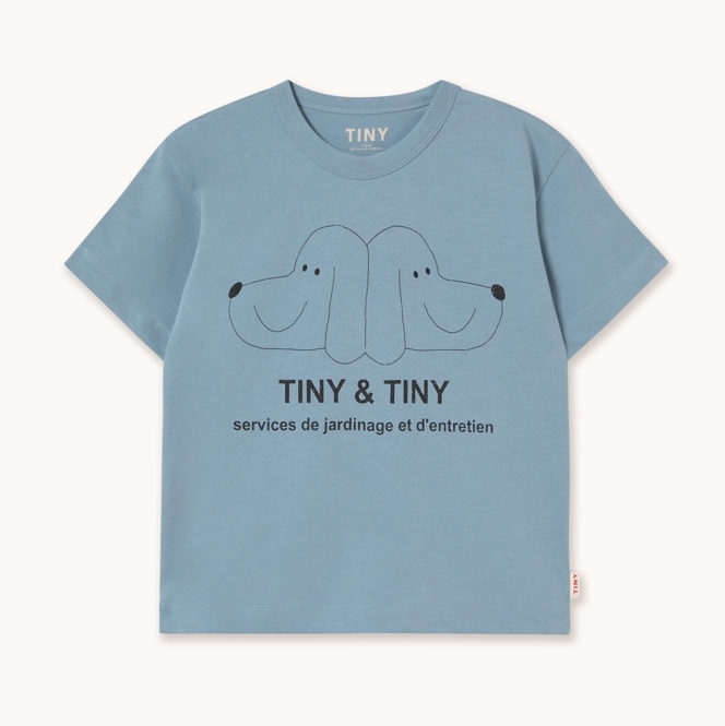 TINYCOTTONS 雙胞胎小狗短袖T恤 TINY & TINY BLACK GRAPHIC TEE - grey
