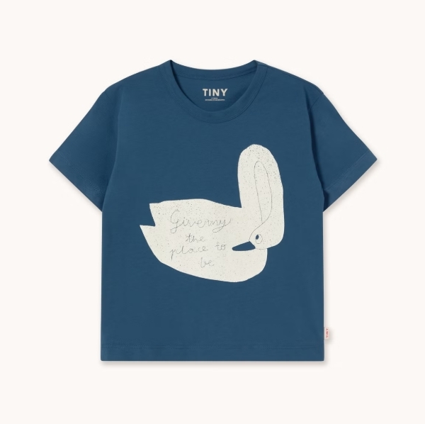 （預購）TINYCOTTONS 好奇天鵝短袖T恤 SWAN GRAPHIC TEE - light navy