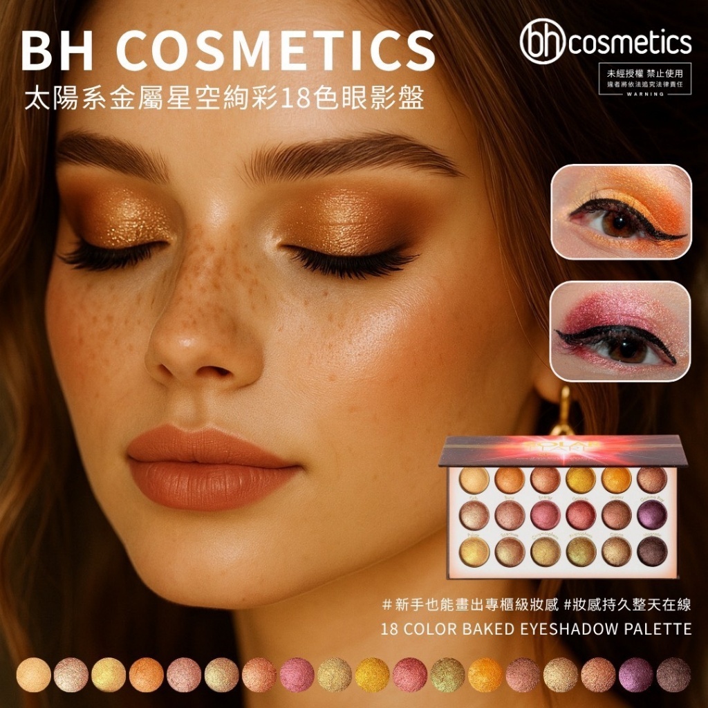 美國超平價 BH Cosmetics太陽系金屬星空絢彩18色眼影盤