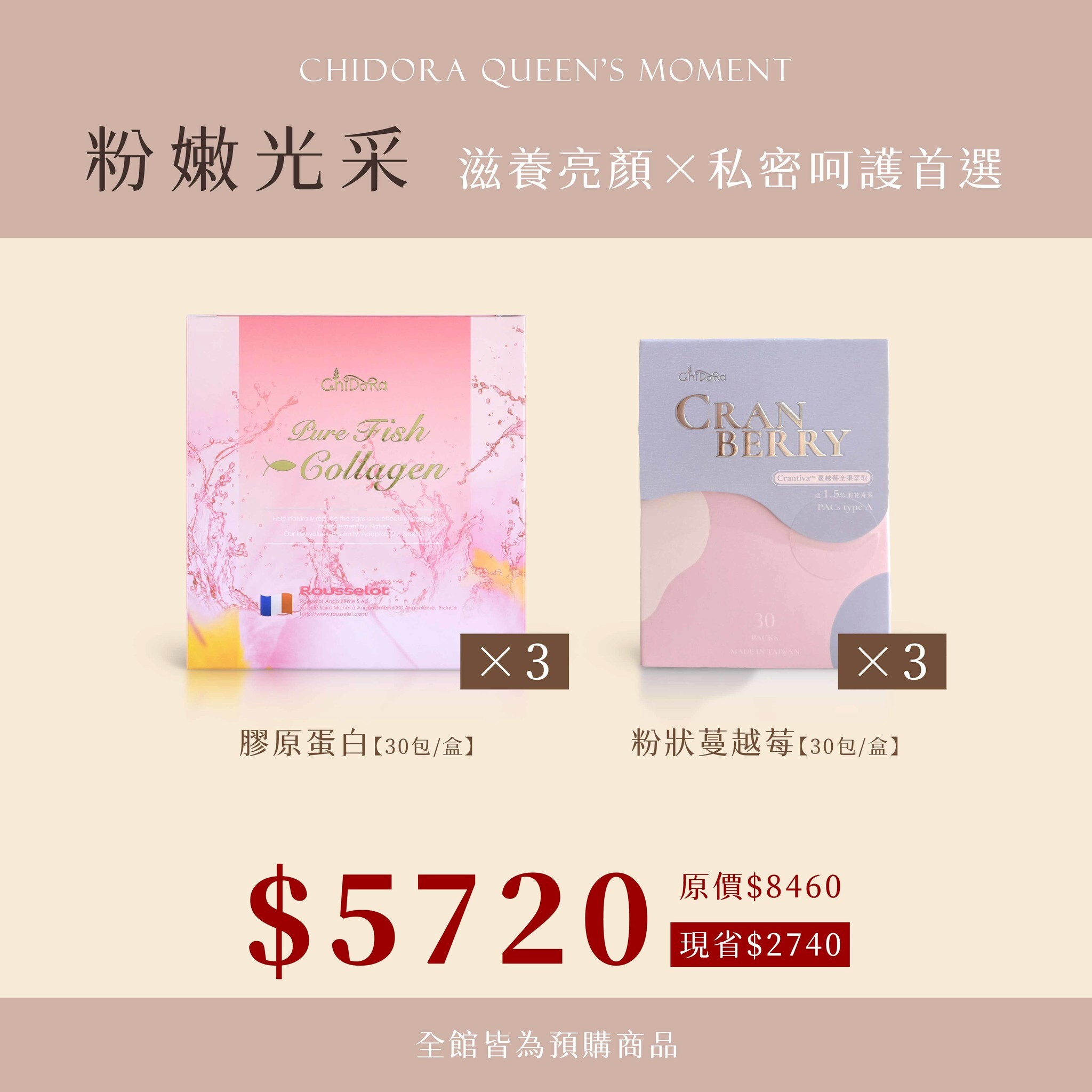 膠原蛋白X3盒+蔓越莓全果萃取X3盒$5720