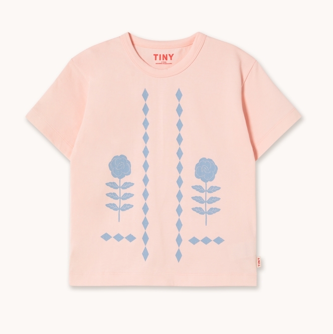 TINYCOTTONS 玫瑰菱格紋短袖T恤 FLOWER PATTERN GRAPHIC TEE - pastel pink