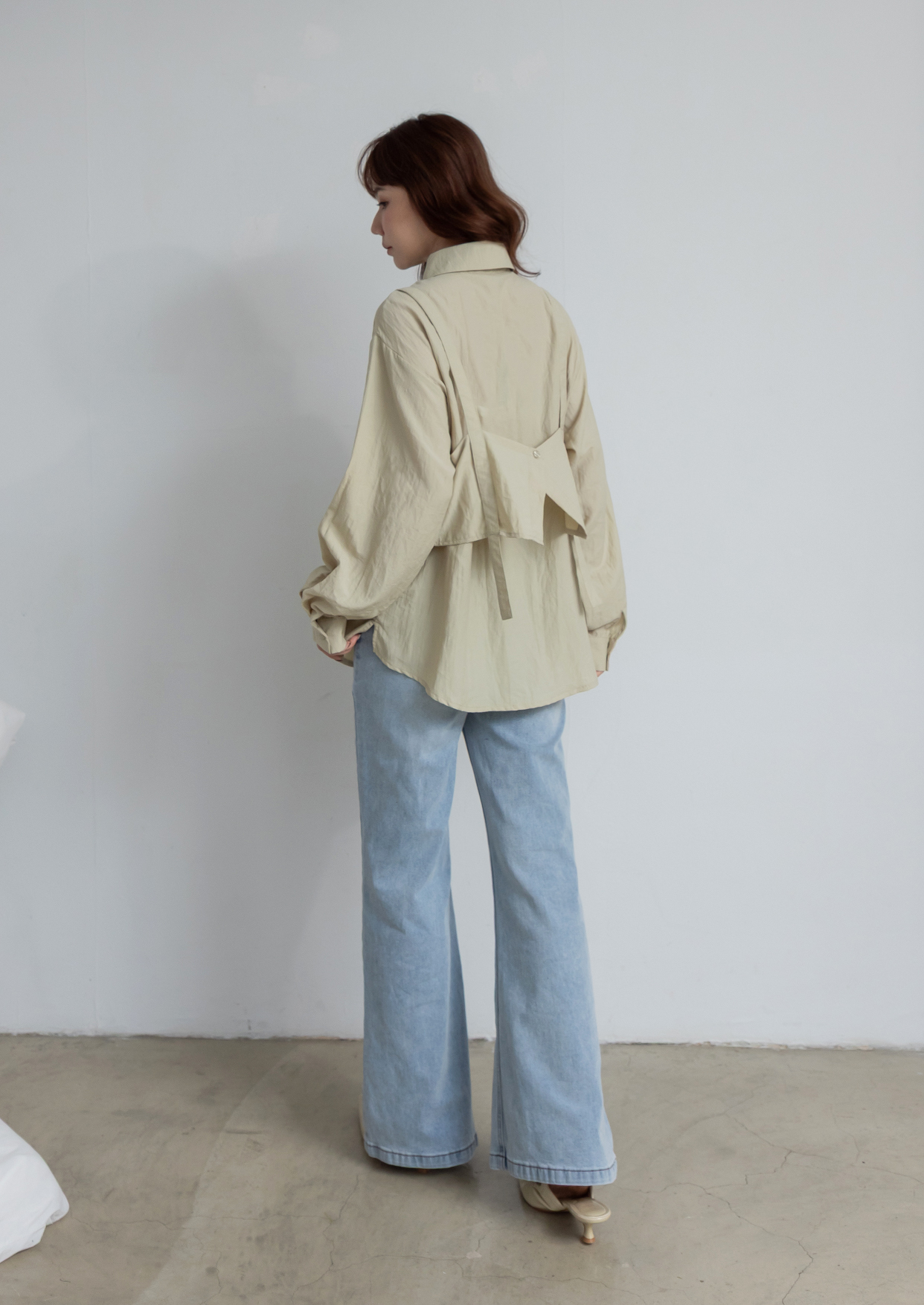 假兩件層次寬鬆襯衫