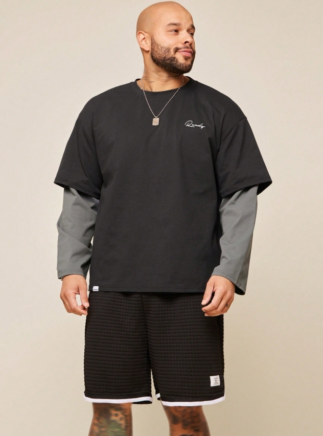 KADMAX大尺碼-大碼休閒質感字母薄長袖TEE〈KSMS2771〉