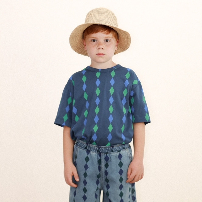 TINYCOTTONS 鑽石印花短袖T恤 DIAMONDS KNITTED TEE - light navy