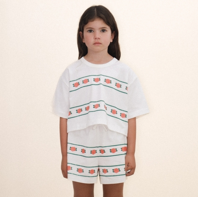 （預購）TINYCOTTONS 玫瑰印花短袖T恤  ROSES CROP TEE - off-white