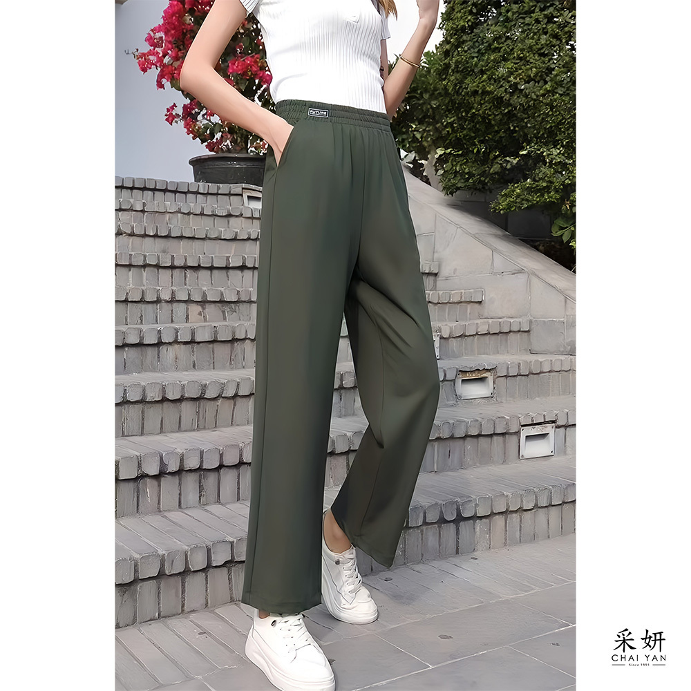 褲頭鬆緊遮腿寬褲