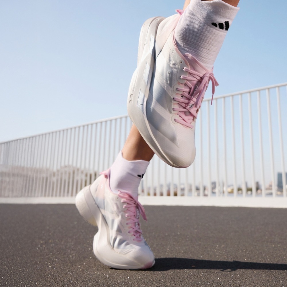 女鞋 ADIDAS ADIZERO ADIOS PRO 4 W 白粉 避震 輕盈 櫻花 運動 慢跑鞋【JQ4446】