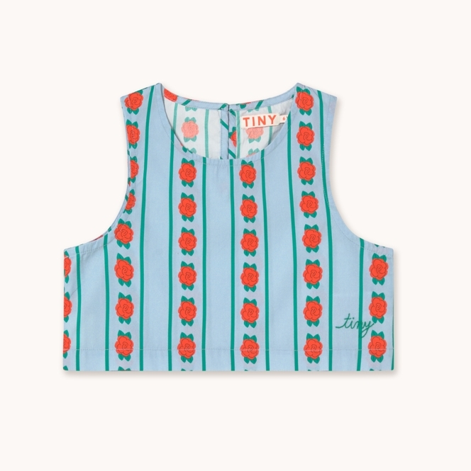 TINYCOTTONS 玫瑰條紋背心 ROSE PATTERN TOP - washed blue