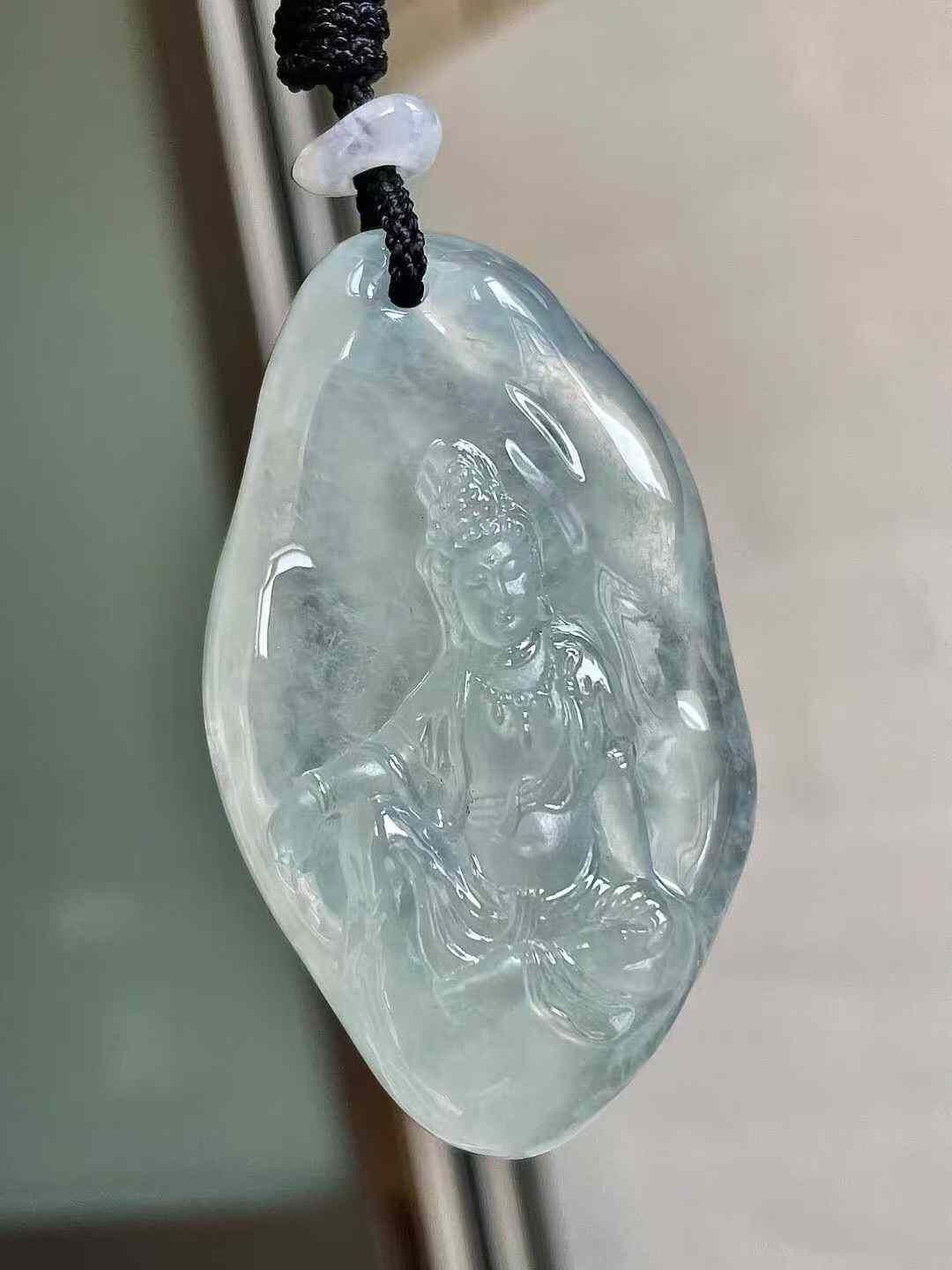 翡翠冰種自在觀音吊墜,天然翡翠A玉, 緬甸玉, Jade, Jadeite