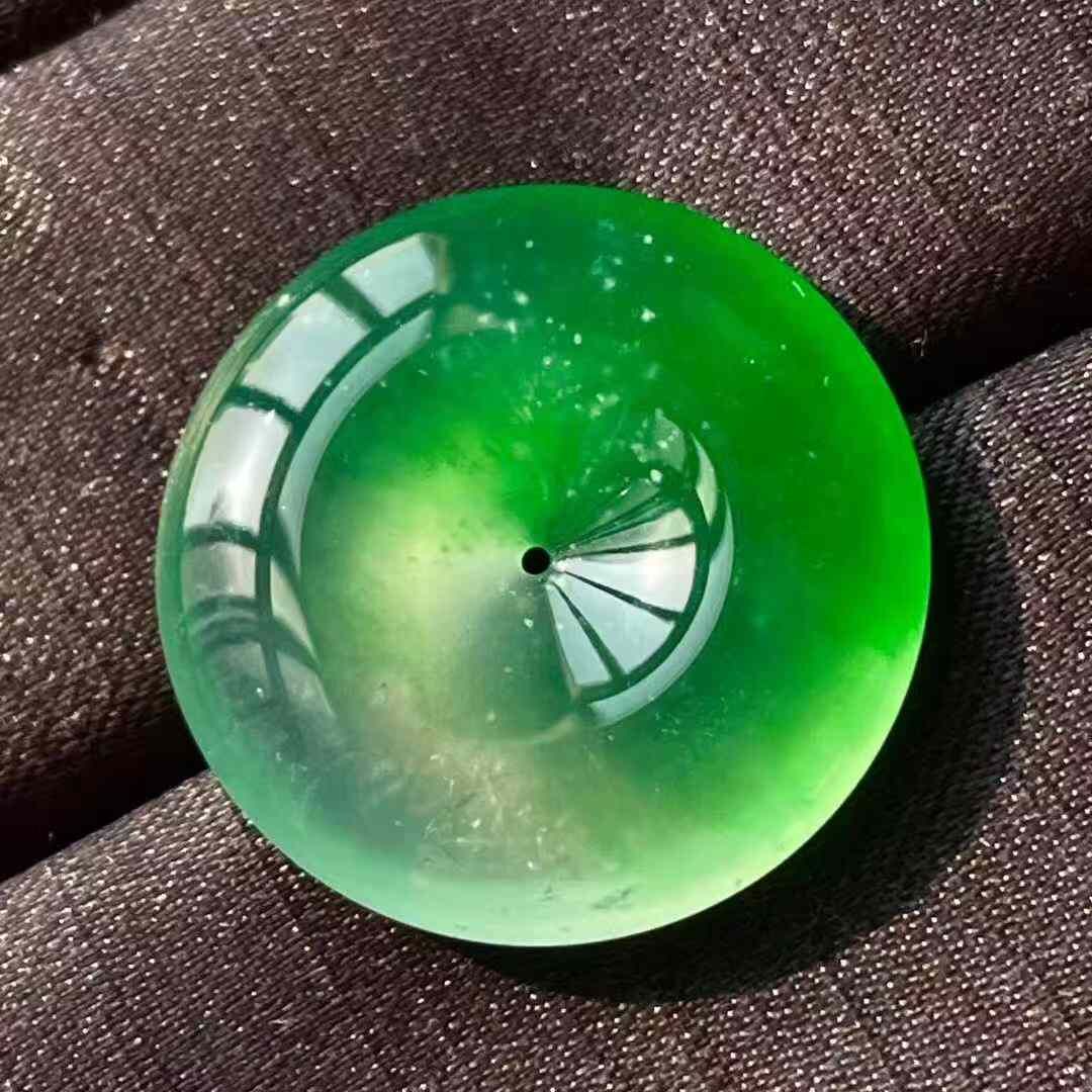 翡翠高冰陽綠平安扣吊墜 (27.6mm直徑),天然翡翠A玉, 緬甸玉, Jade, Jadeite