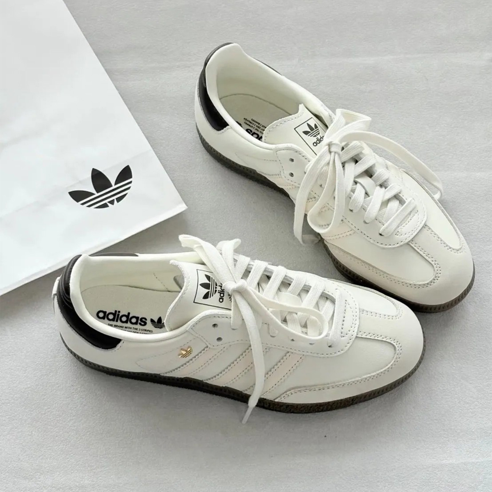 adidas Originals Samba OG 奶油白 黑尾 焦糖底 金屬小標 復古 德訓鞋 板鞋 休閒鞋 經典款 IH6628
