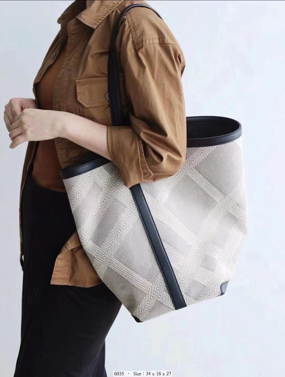 6035-韓國極簡雙面真皮拼布托特包