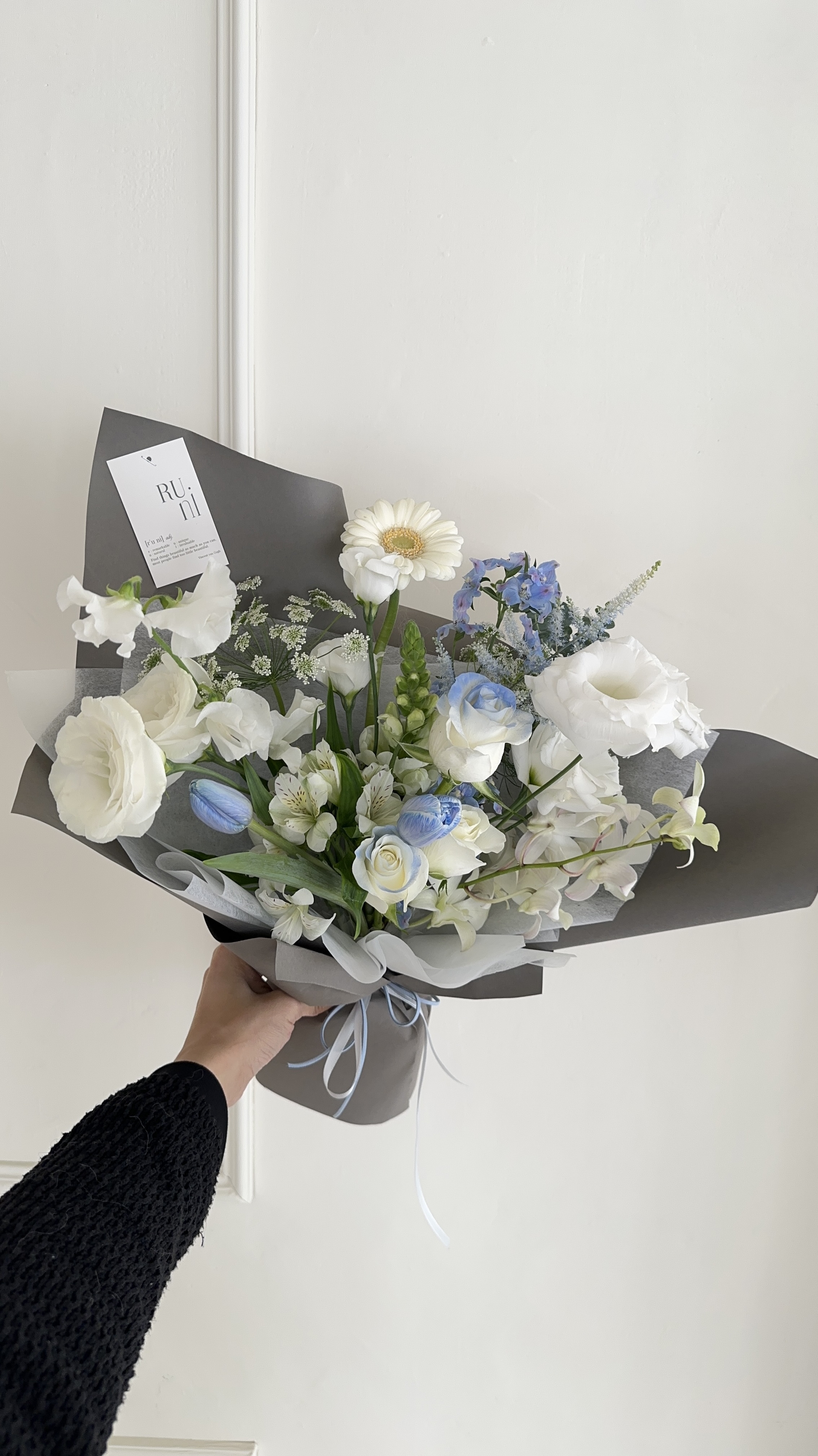 清晨極地-白藍色系綜合空氣感鮮花花束