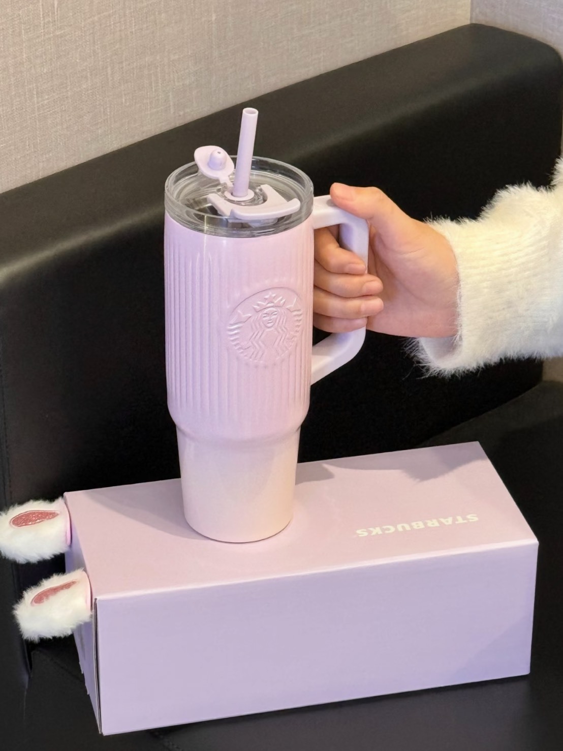 STARBUCKS 星巴克  珠光 櫻花紫漸變 雙飲口 不鏽鋼杯 910ML