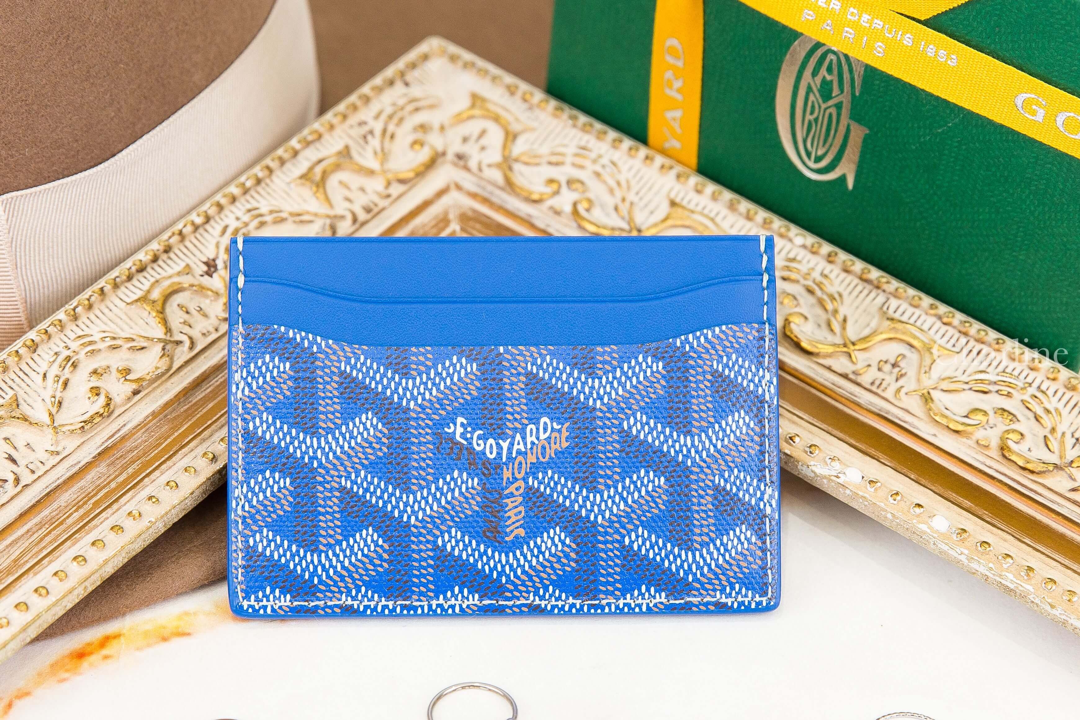 Goyard Saint-Sulpice Card Wallet 天空藍小牛皮拼黃色夾層內裡卡片夾-Charline Boutique 精品代購