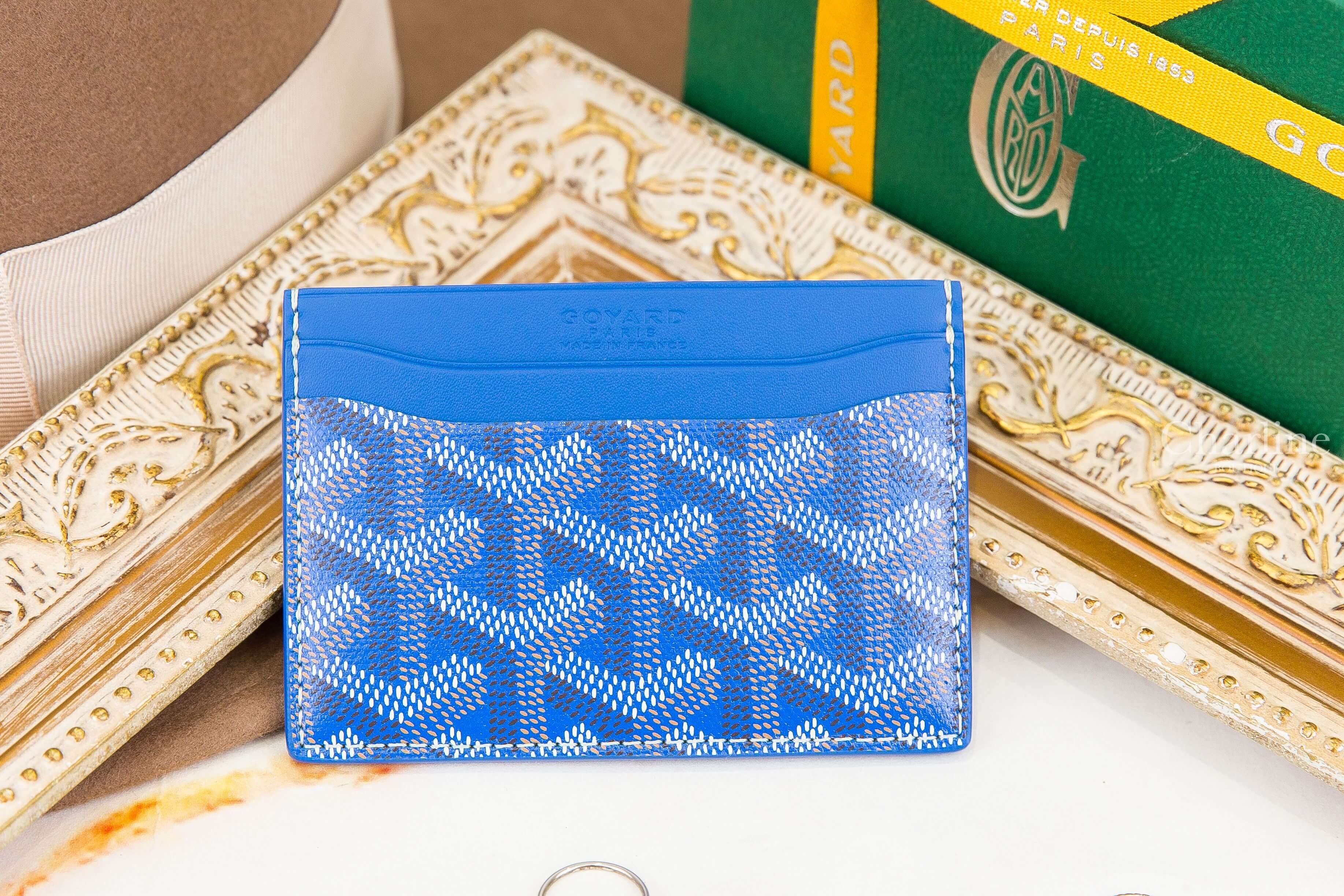 Goyard Saint-Sulpice Card Wallet 天空藍小牛皮拼黃色夾層內裡卡片夾-Charline Boutique 精品代購