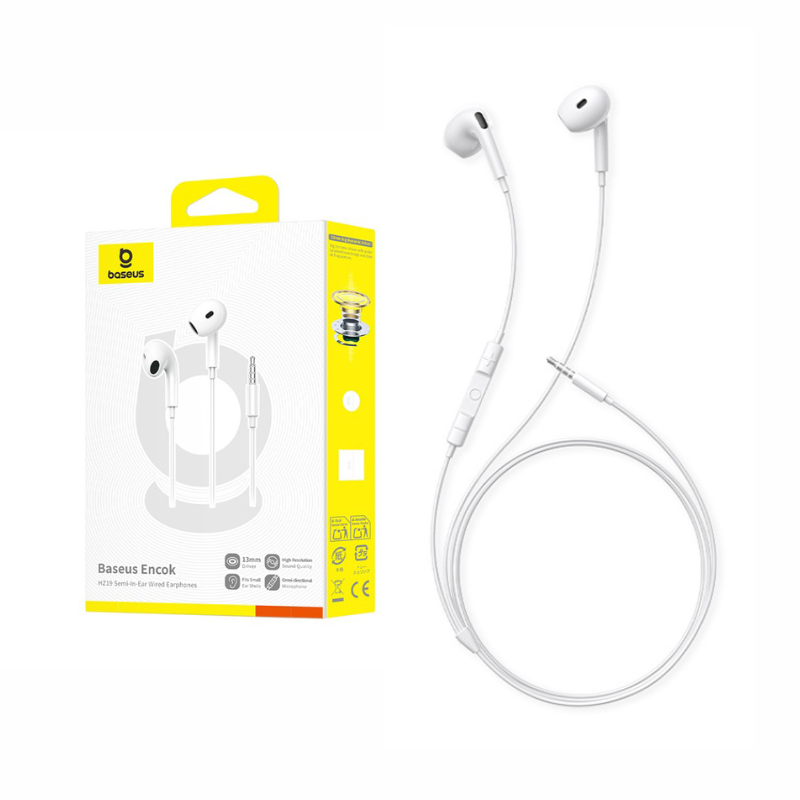 【倍思官網】Encok系列 HZ19 入耳式有線耳機 3.5mm 有線耳機 (皓月白)