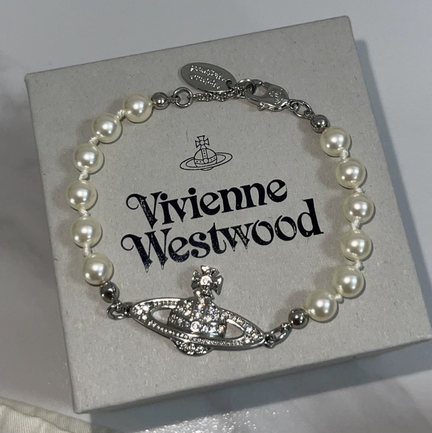 『代購商品』Vivienne Westwood Mini bas relief 西太后 經典滿鑽土星珍珠手鍊