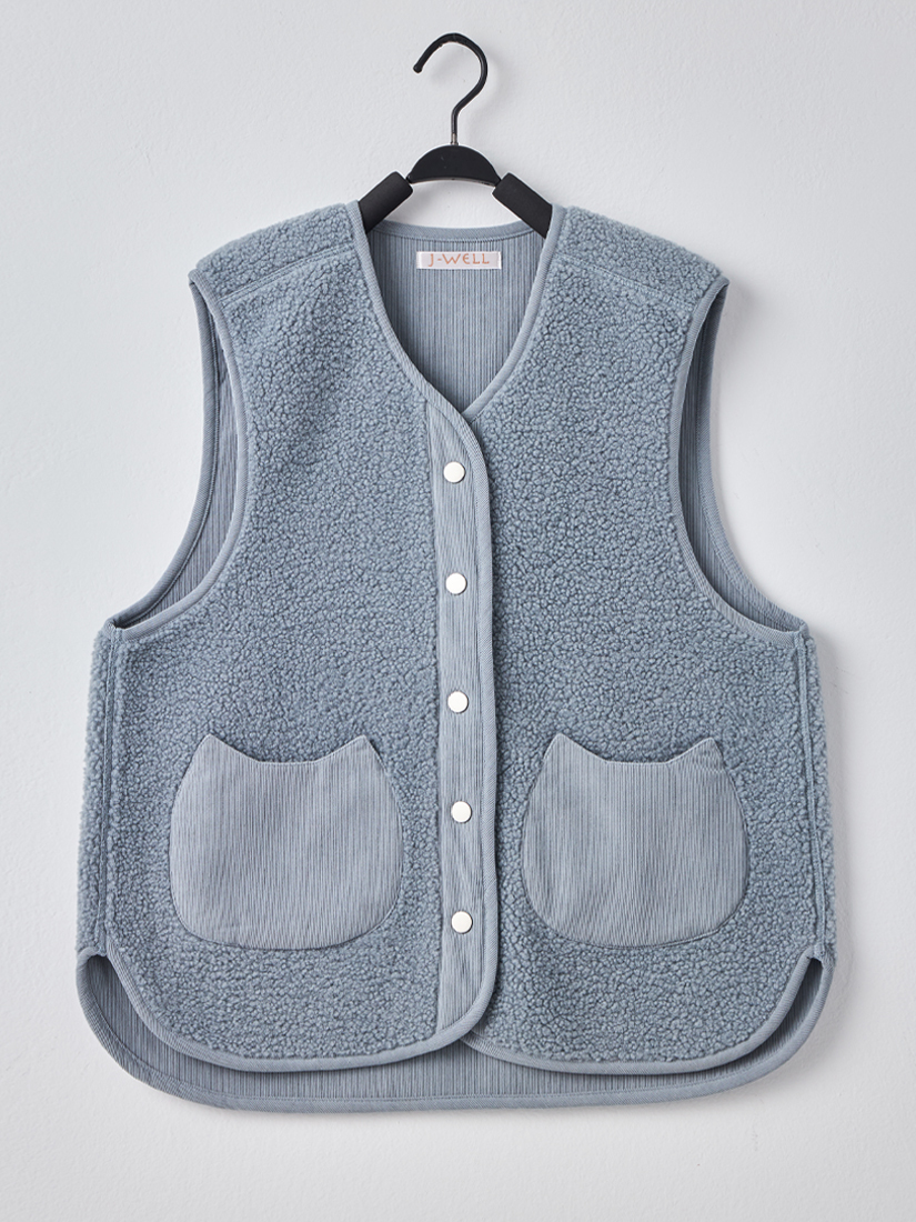 條絨背心排釦半高領針織上衣蘿蔔繭型褲組合