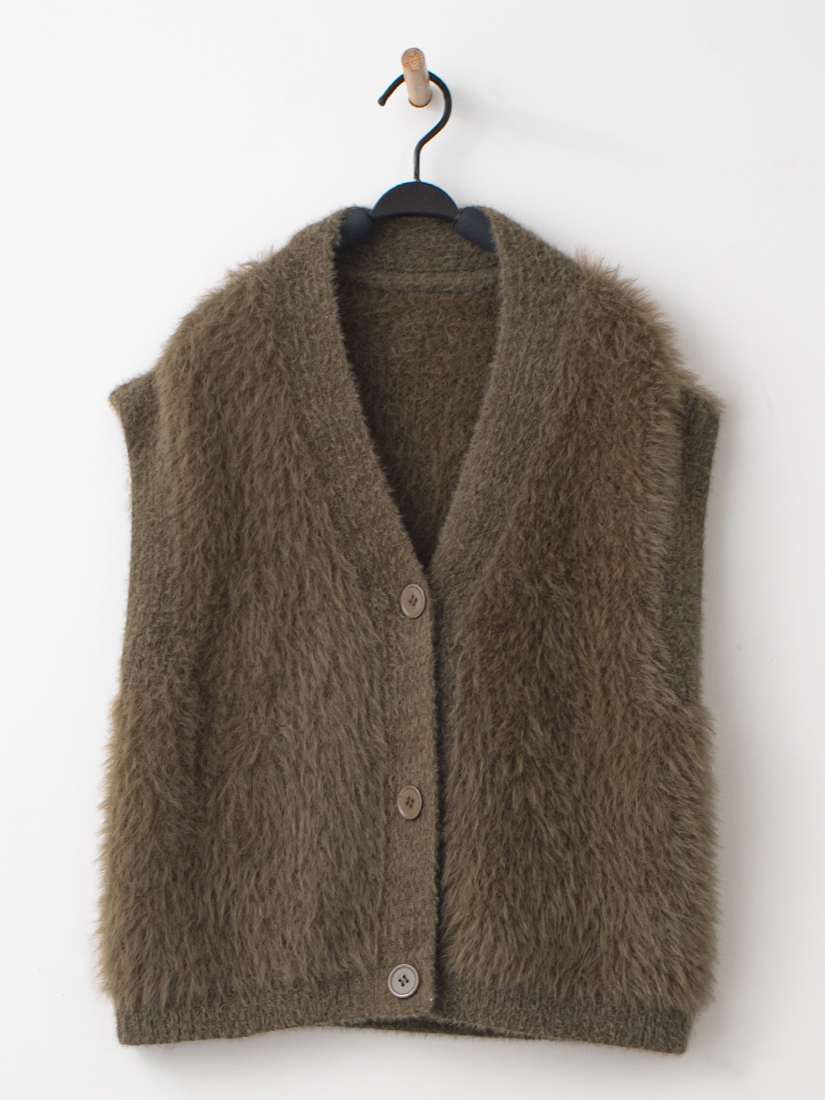 絨毛針織背心落肩針織上衣格紋蛋糕長裙組合