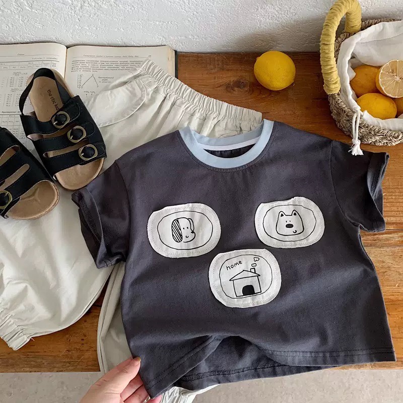 小動物貼布短袖上衣