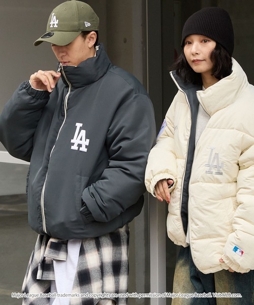 【預購】J0304604　MLB  灰白雙面防寒外套 jk1014