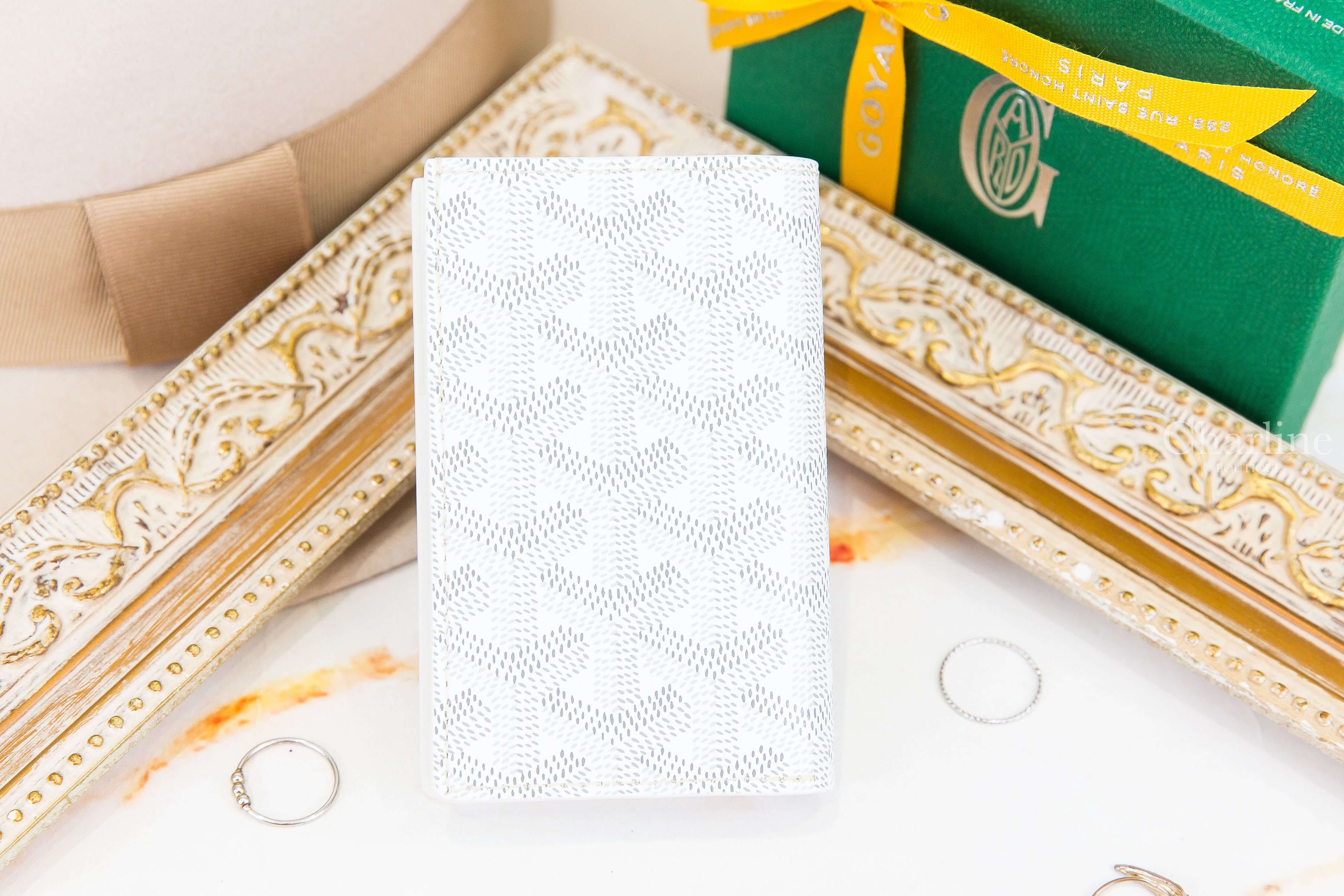 Goyard Saint-Pierre Card Wallet 白色拼黃色夾層內裡小牛皮卡片短夾-Charline Boutique 精品代購