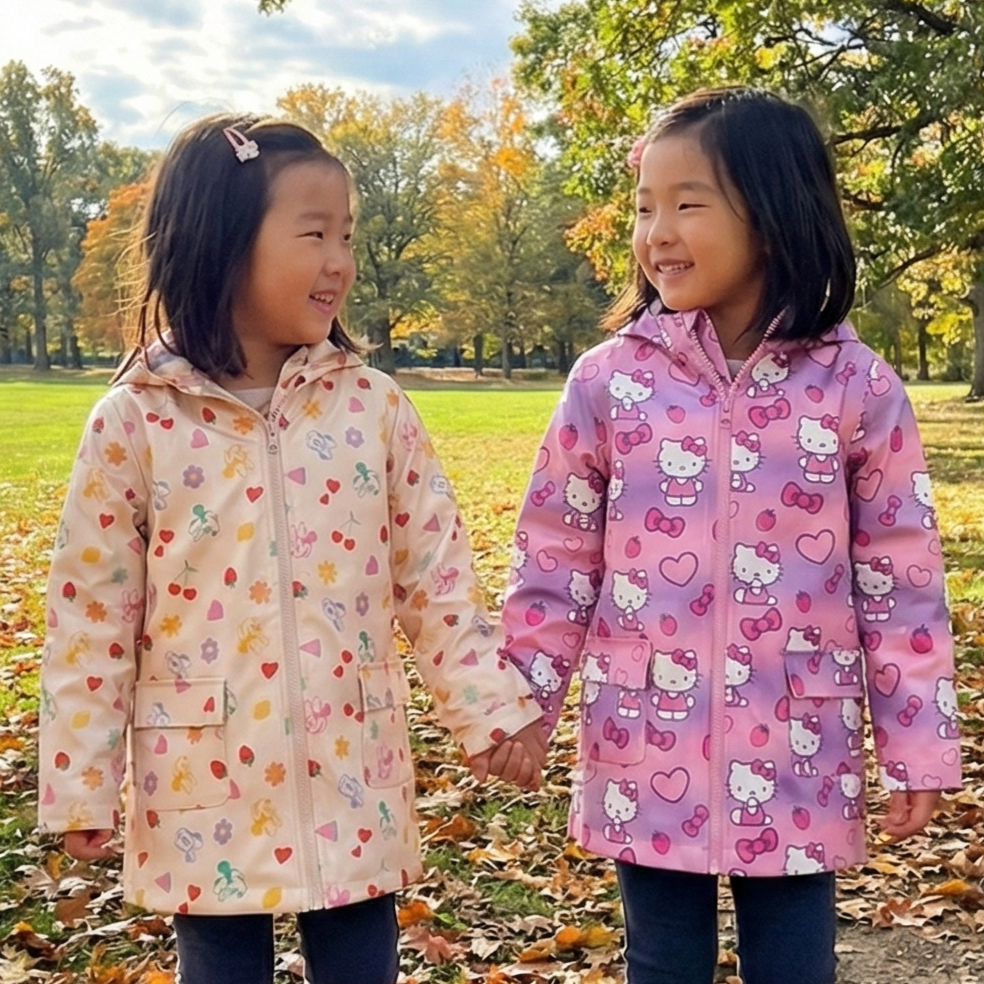 【預購】Character H030406 女童系列連帽防風雨衣