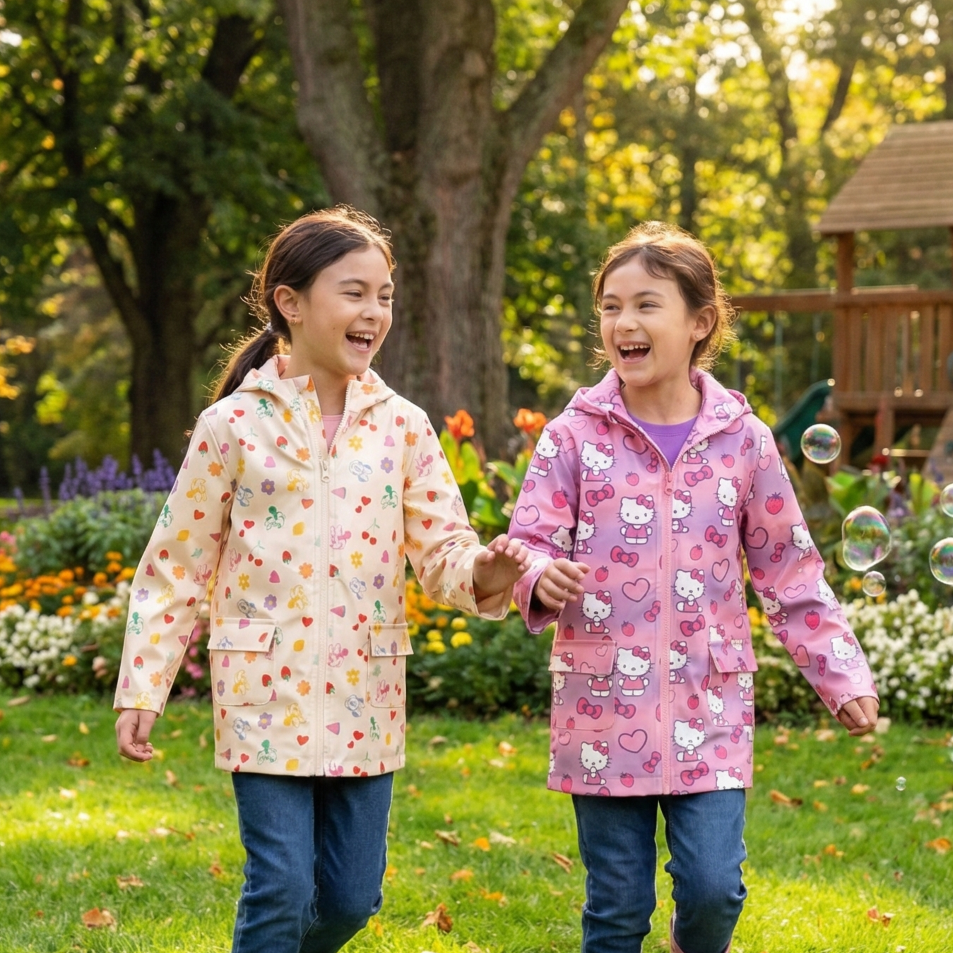 【預購】Character H030406 女童系列連帽防風雨衣