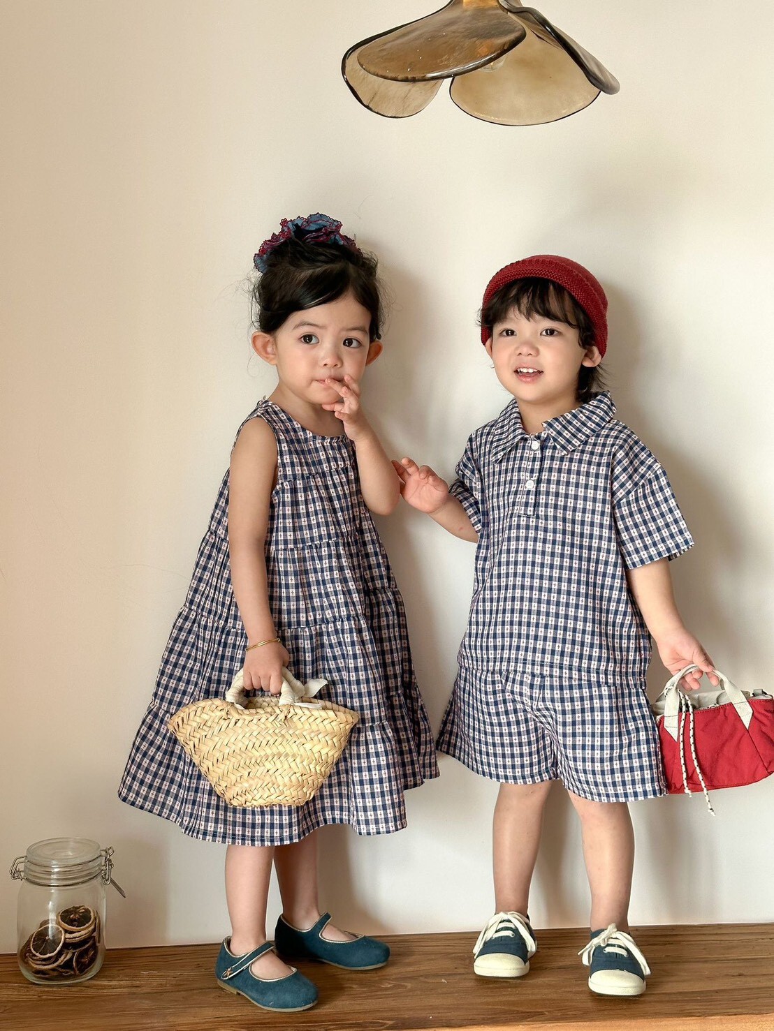 高質感格子套裝/洋裝 ᝰ ＊短袖上衣 + 短褲/裙子