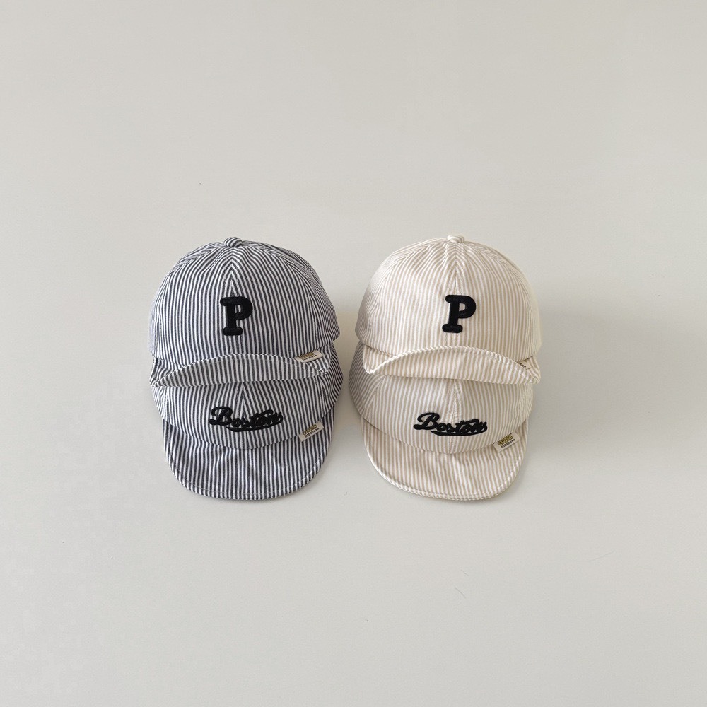 簡約英字直條紋棒球帽