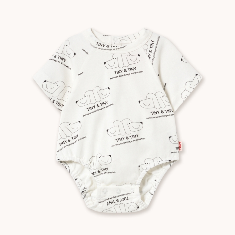 （預購）TINYCOTTONS 雙胞胎小狗包屁衣 TINY & TINY KNITTED BODY - off-white