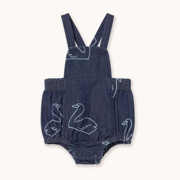 TINYCOTTONS 天鵝牛仔吊帶褲 BIG SWANS DENIM BODY - dark wash denim
