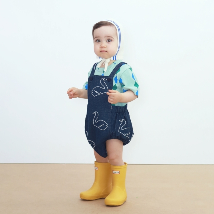 TINYCOTTONS 天鵝牛仔吊帶褲 BIG SWANS DENIM BODY - dark wash denim