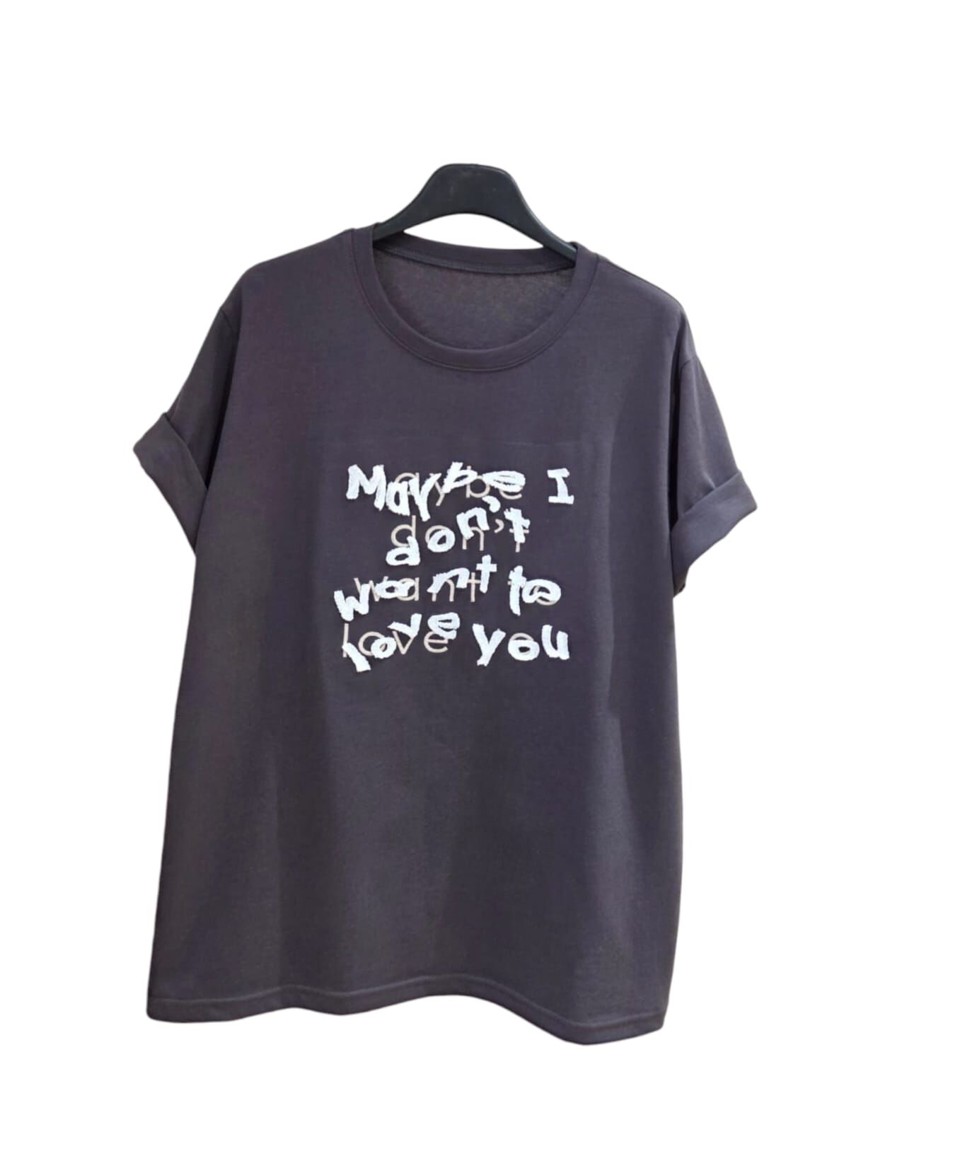 A36 #23268 植絨字Top - 深灰色