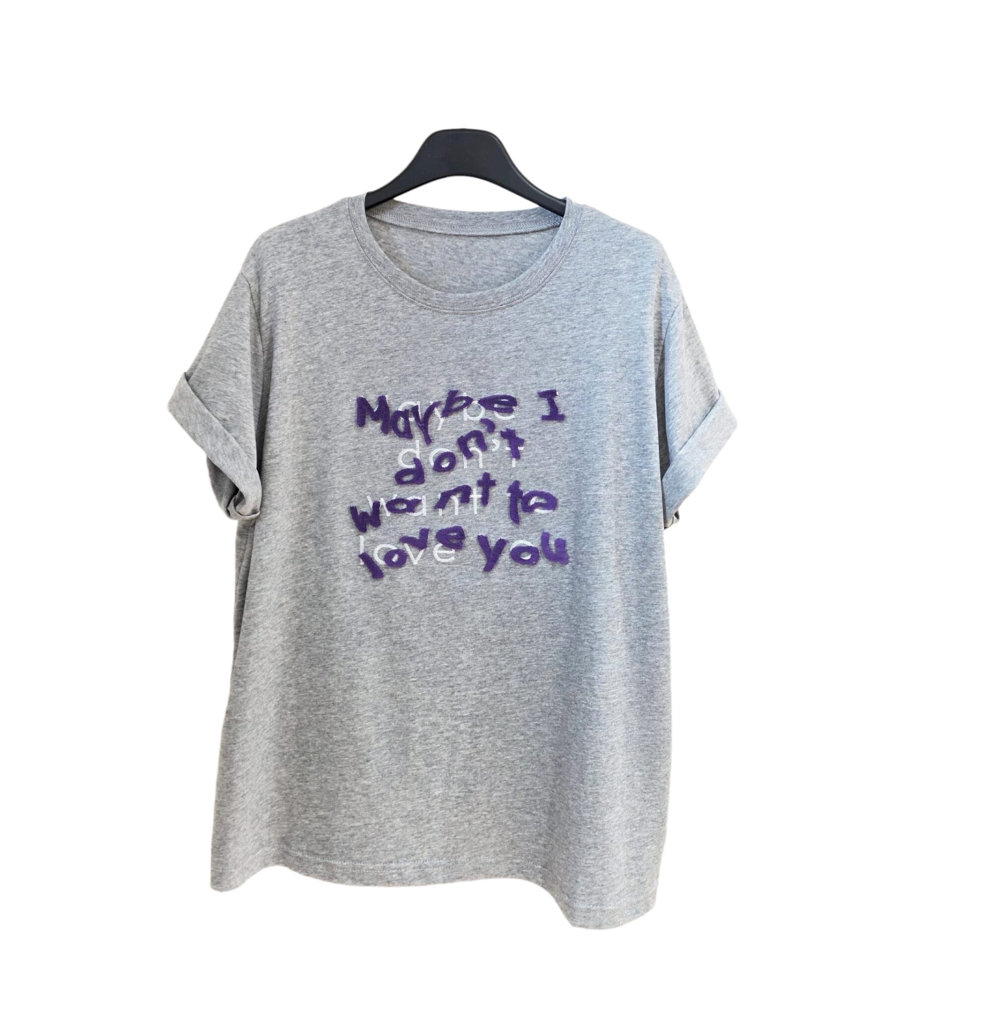 A37 #23268 植絨字Top - 淺灰色