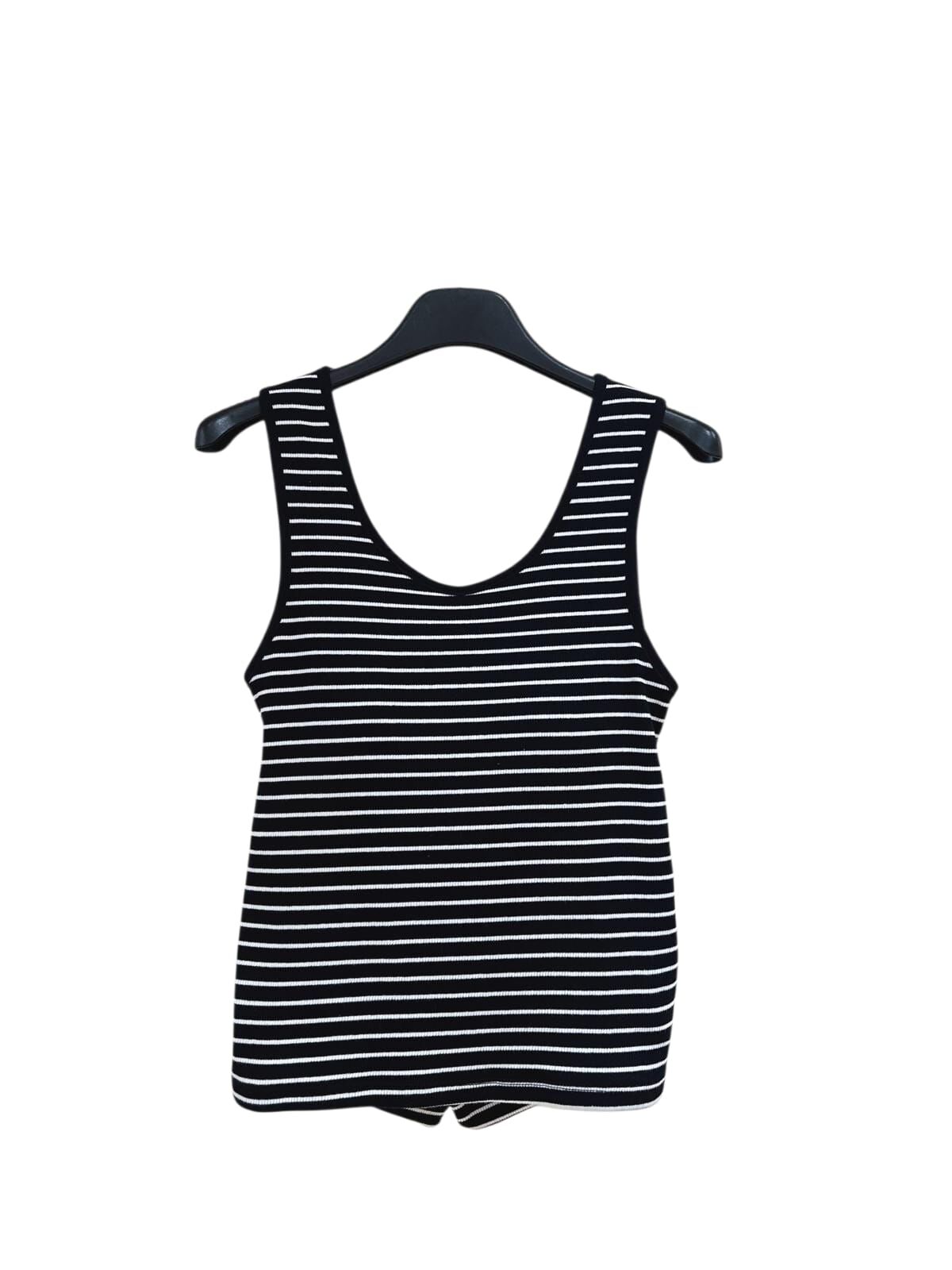 A38 #23803 後交叉長bra Top - 黑白橫間