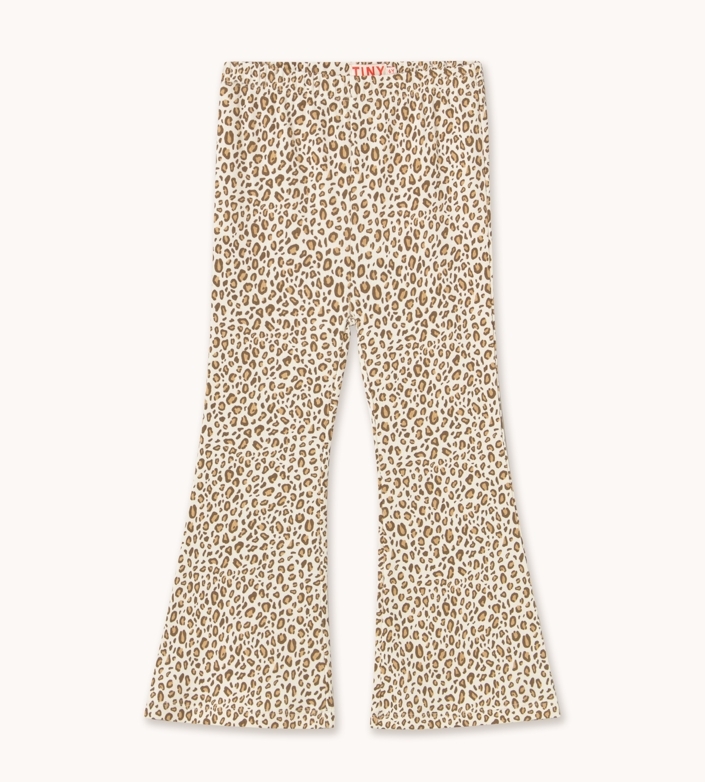 TINYCOTTONS 豹紋喇叭長褲 ANIMAL PRINT RIB PANT - light cream