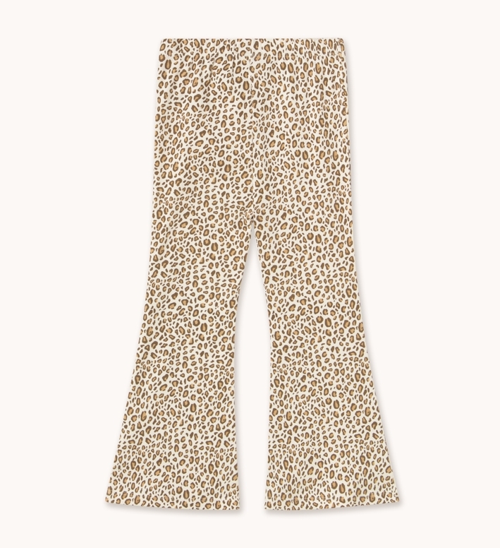 TINYCOTTONS 豹紋喇叭長褲 ANIMAL PRINT RIB PANT - light cream