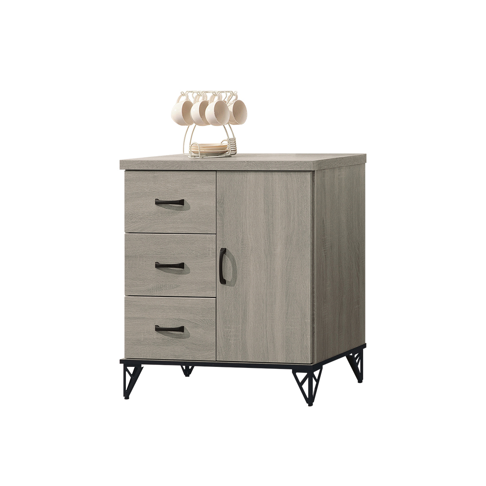 柏蒂家居-卡特森2.7尺一門三抽餐櫃/電器收納櫃/碗盤櫃/置物矮櫃/飲水機櫃