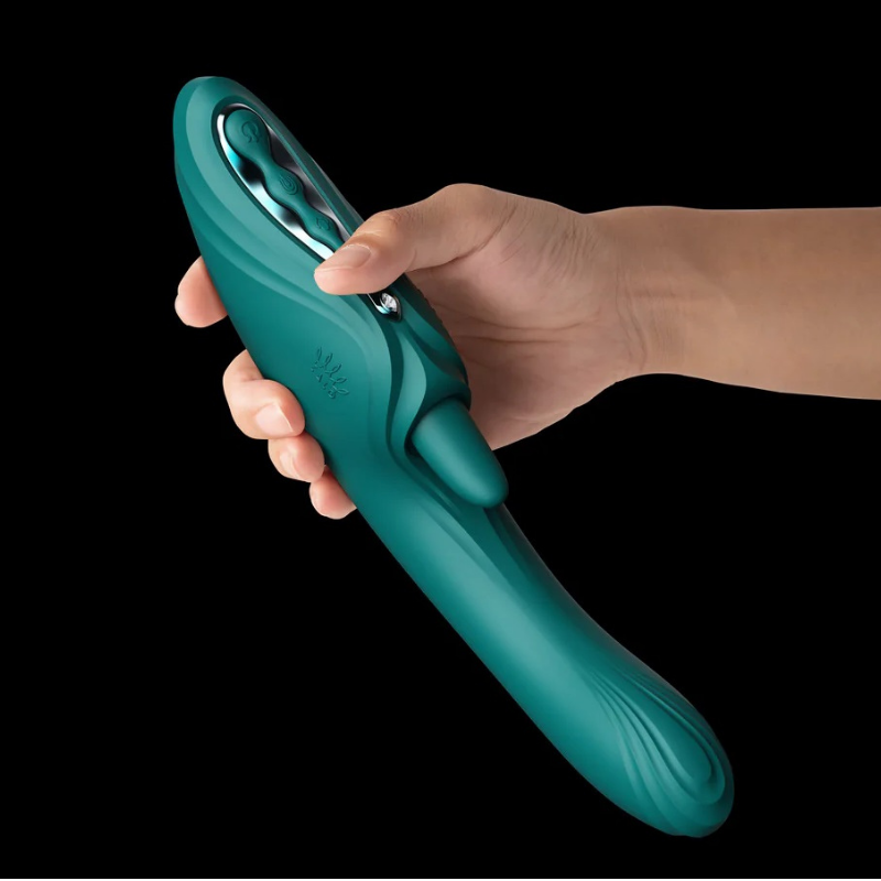 Zalo Ares APP控加熱雙頭G點震動棒 綠色