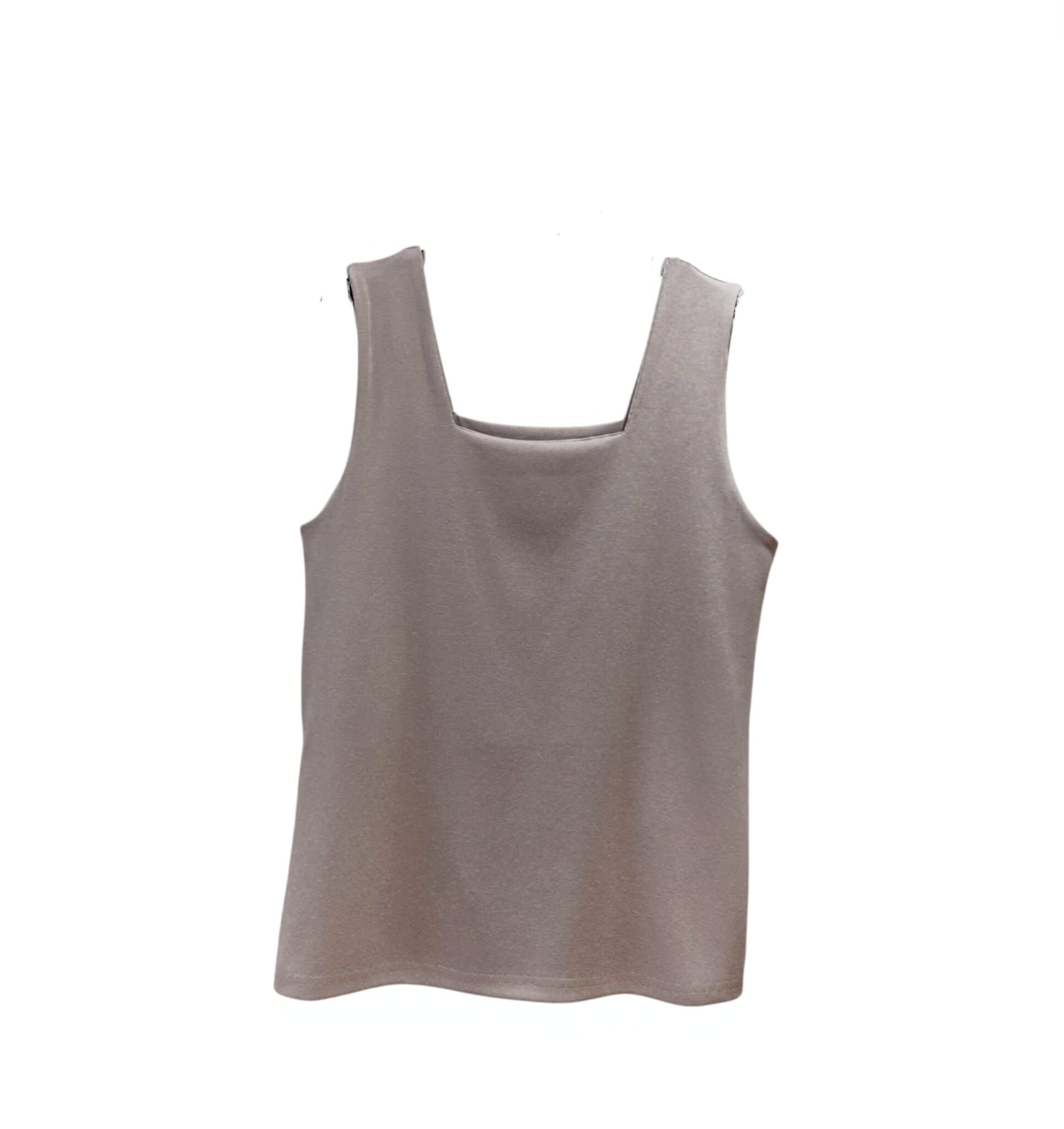 A46 #18733-1 方領背心 - 杏色