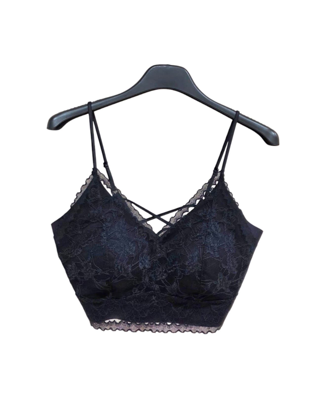 A47 #23787 喱士交叉帶bra top - 黑色