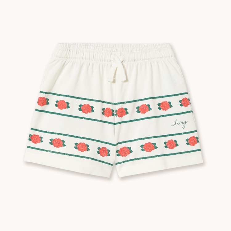 TINYCOTTONS 玫瑰條紋短褲 ROSES SHORTS - off-white