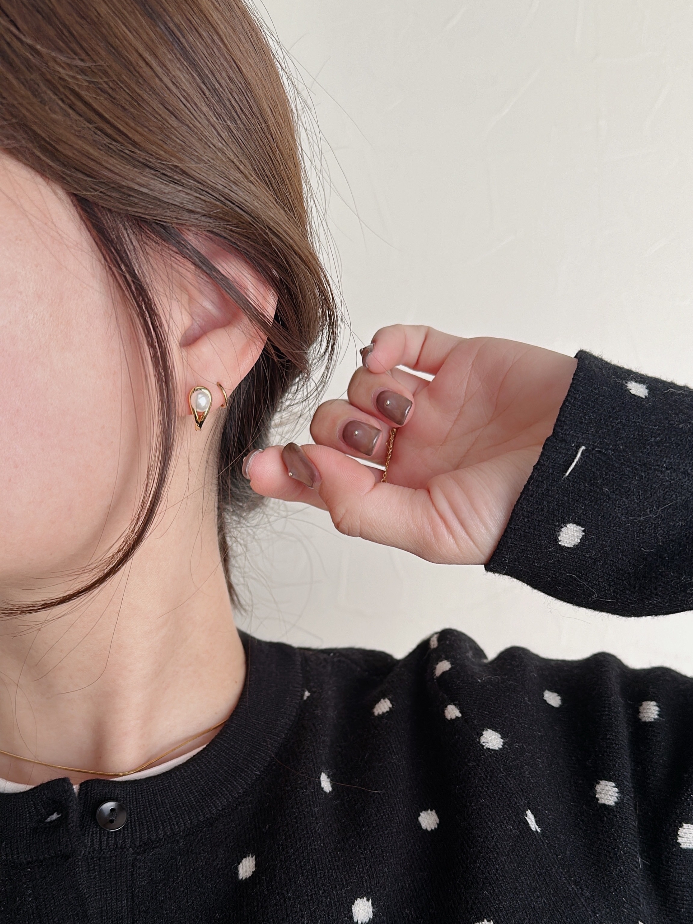 S925 mid pearl hoop pierce