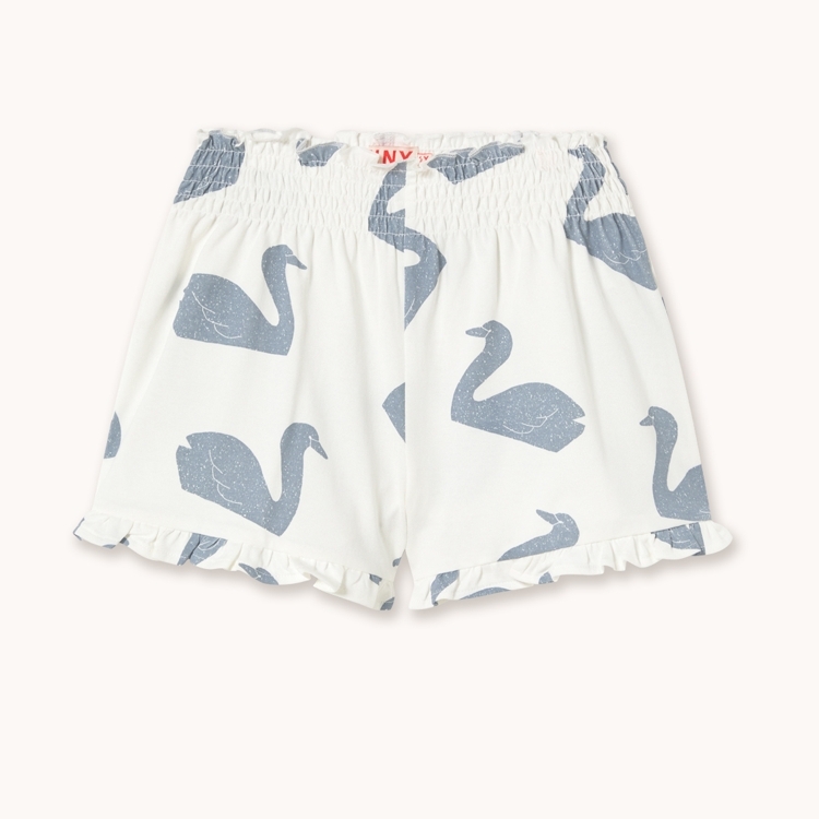 TINYCOTTONS 滿滿天鵝短褲 BIG SWANS KNITTED SMOCKED SHORTS - off-white